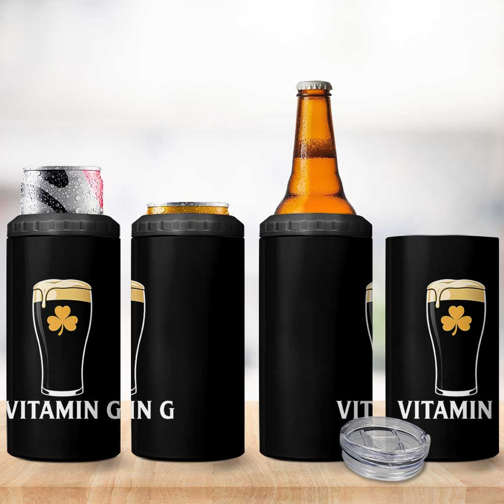 Vitamin G Funny Irish Stout Beer 4 in 1 Can Cooler Tumbler St. Patrick’s Day Drinking Humor