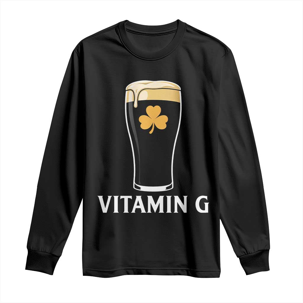 Vitamin G Funny Irish Stout Beer Long Sleeve Shirt St. Patrick’s Day Drinking Humor