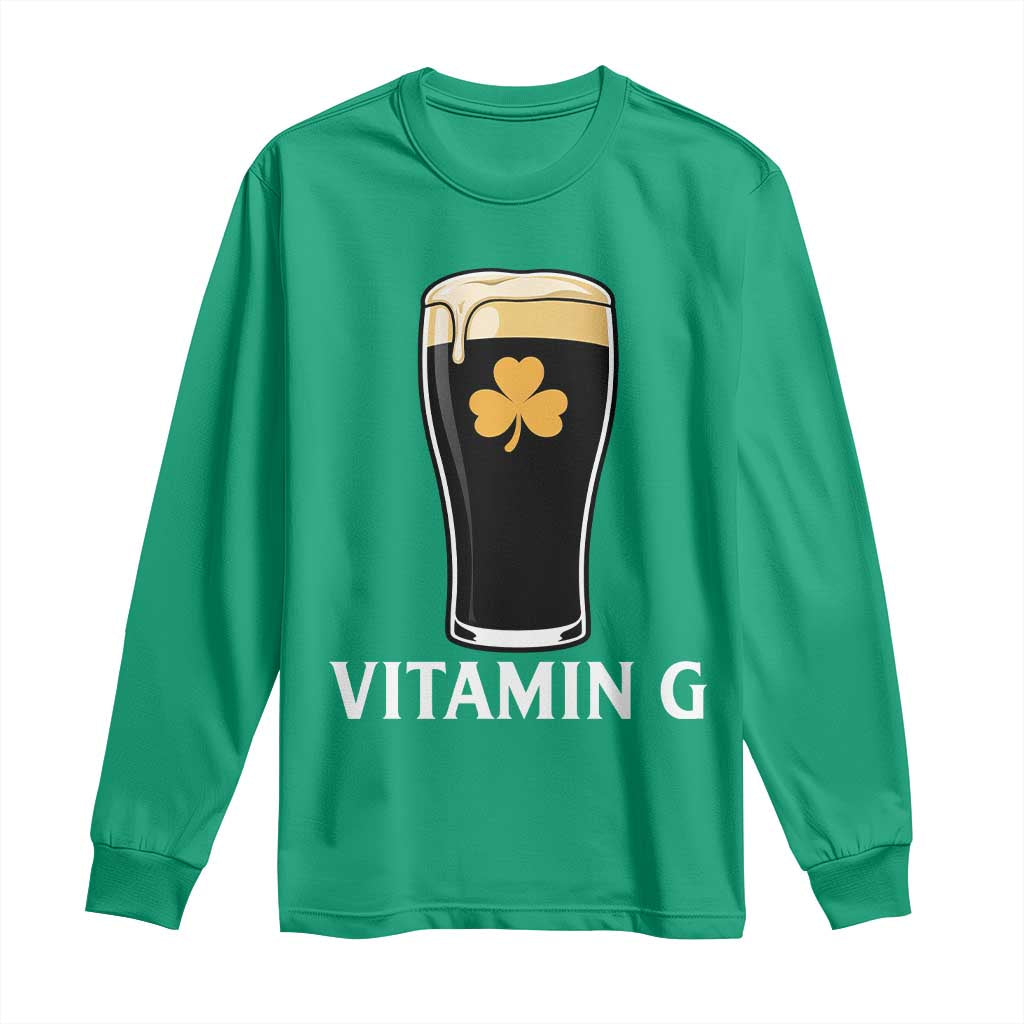 Vitamin G Funny Irish Stout Beer Long Sleeve Shirt St. Patrick’s Day Drinking Humor