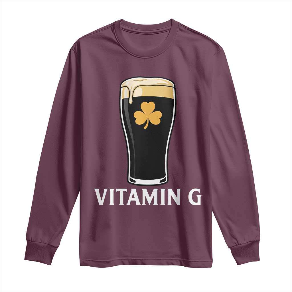 Vitamin G Funny Irish Stout Beer Long Sleeve Shirt St. Patrick’s Day Drinking Humor