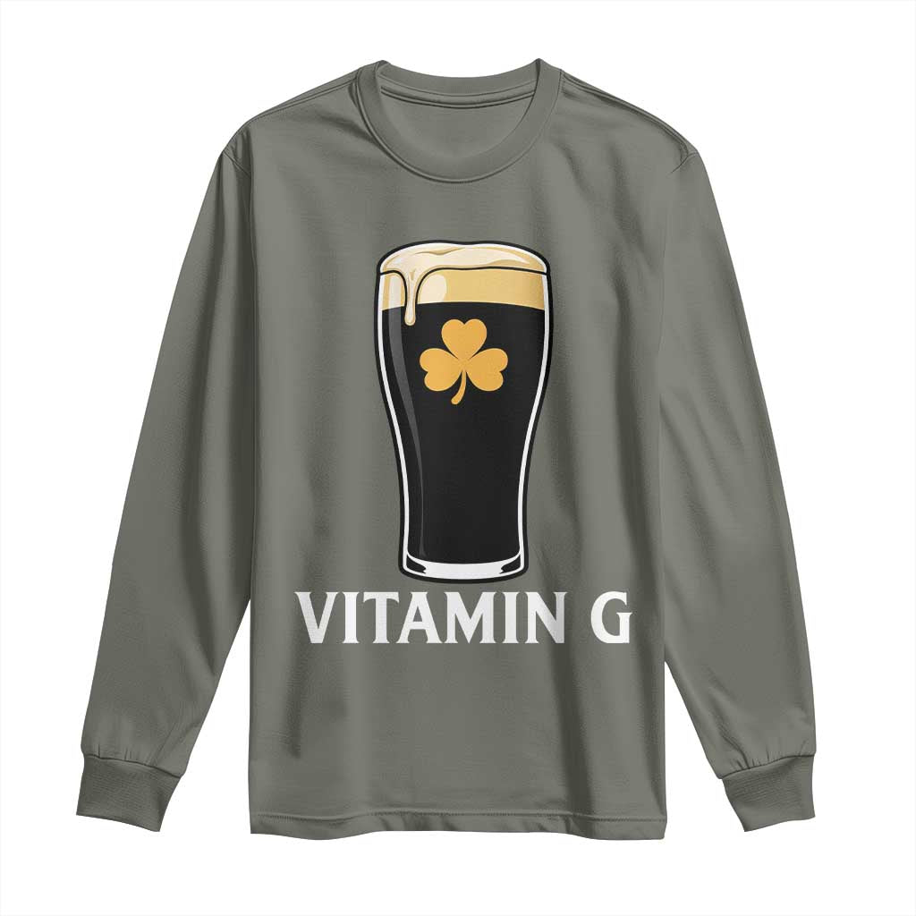 Vitamin G Funny Irish Stout Beer Long Sleeve Shirt St. Patrick’s Day Drinking Humor