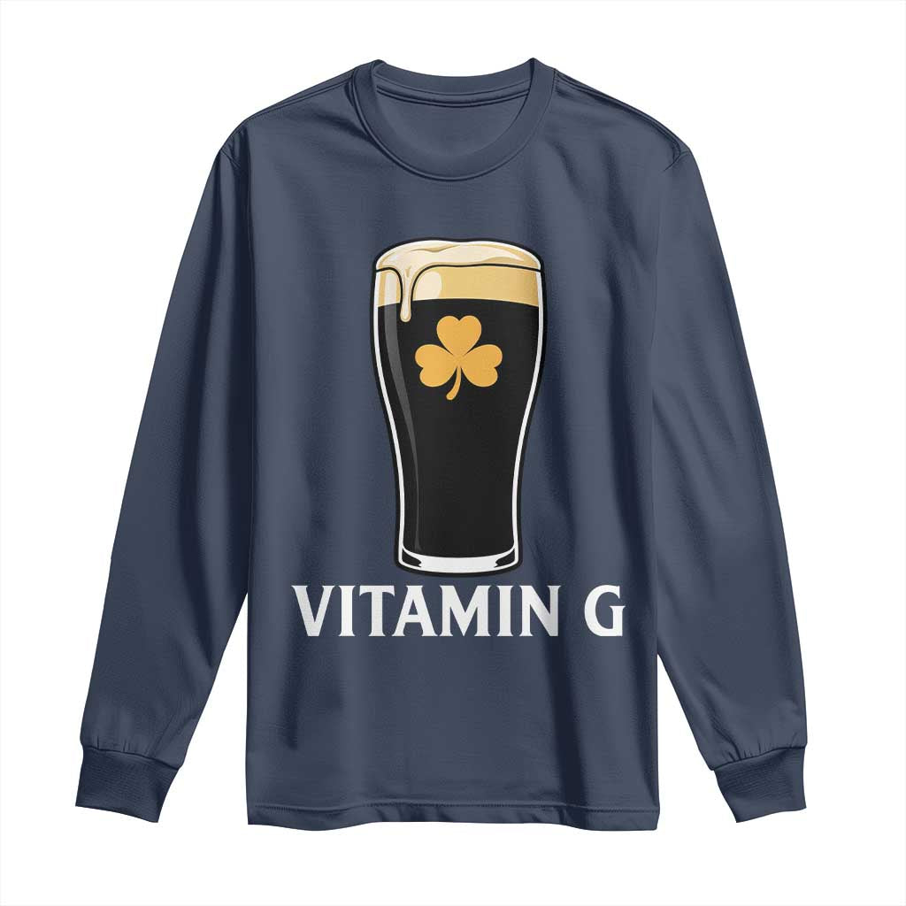 Vitamin G Funny Irish Stout Beer Long Sleeve Shirt St. Patrick’s Day Drinking Humor
