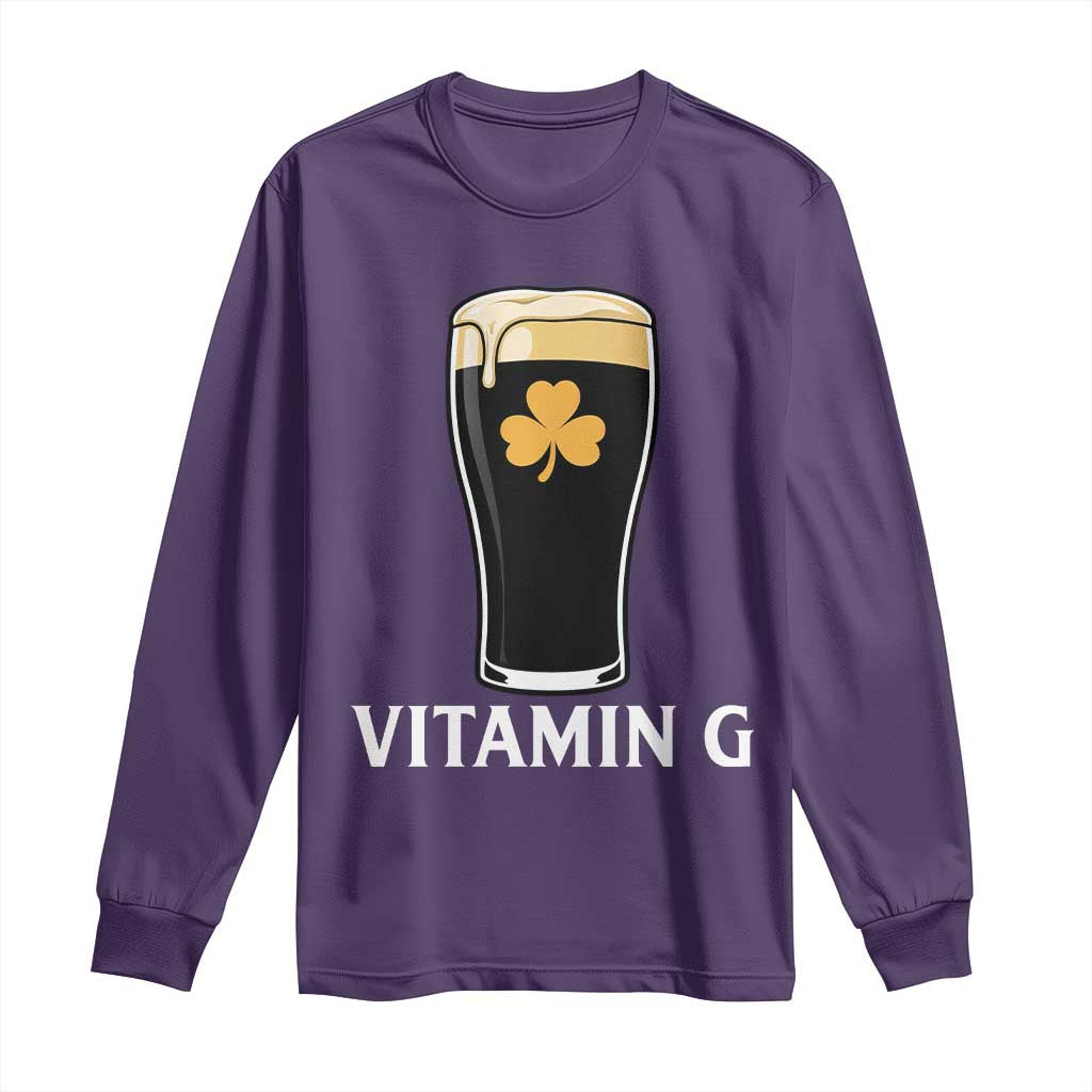 Vitamin G Funny Irish Stout Beer Long Sleeve Shirt St. Patrick’s Day Drinking Humor
