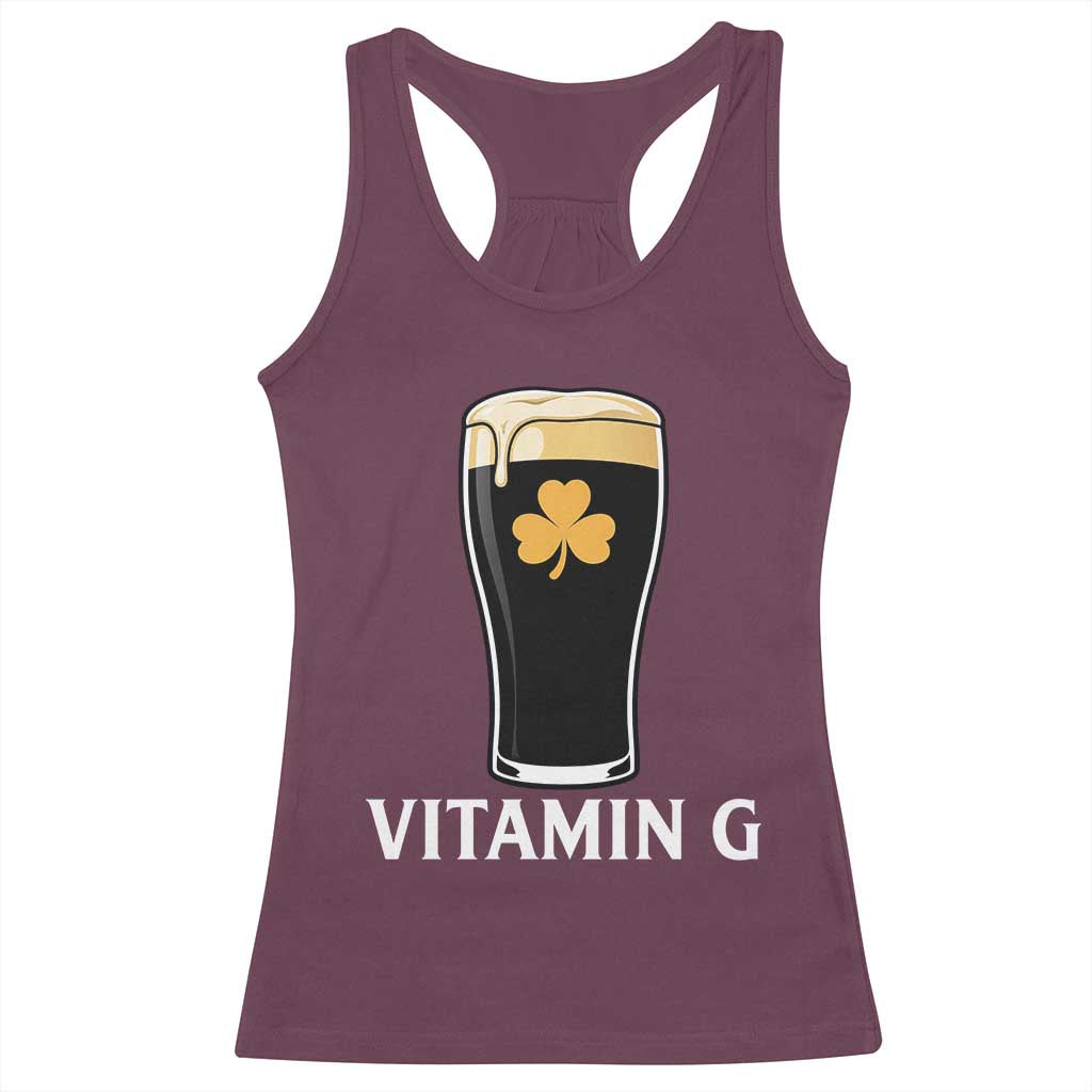 Vitamin G Funny Irish Stout Beer Racerback Tank Top St. Patrick’s Day Drinking Humor