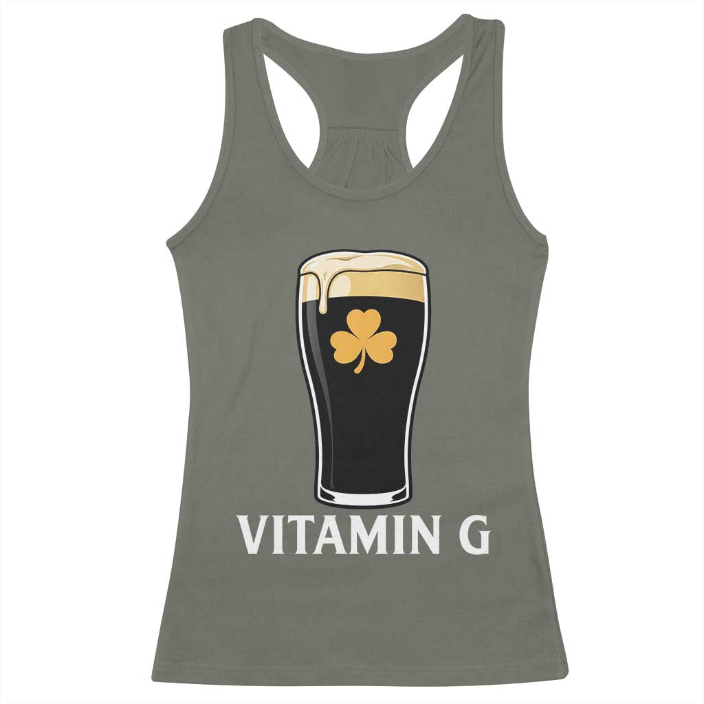 Vitamin G Funny Irish Stout Beer Racerback Tank Top St. Patrick’s Day Drinking Humor