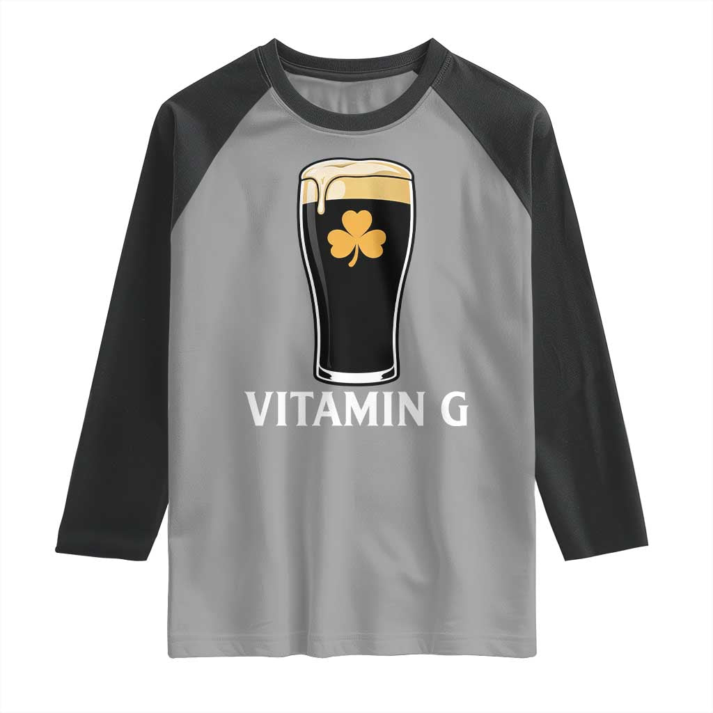 Vitamin G Funny Irish Stout Beer Raglan Shirt St. Patrick’s Day Drinking Humor