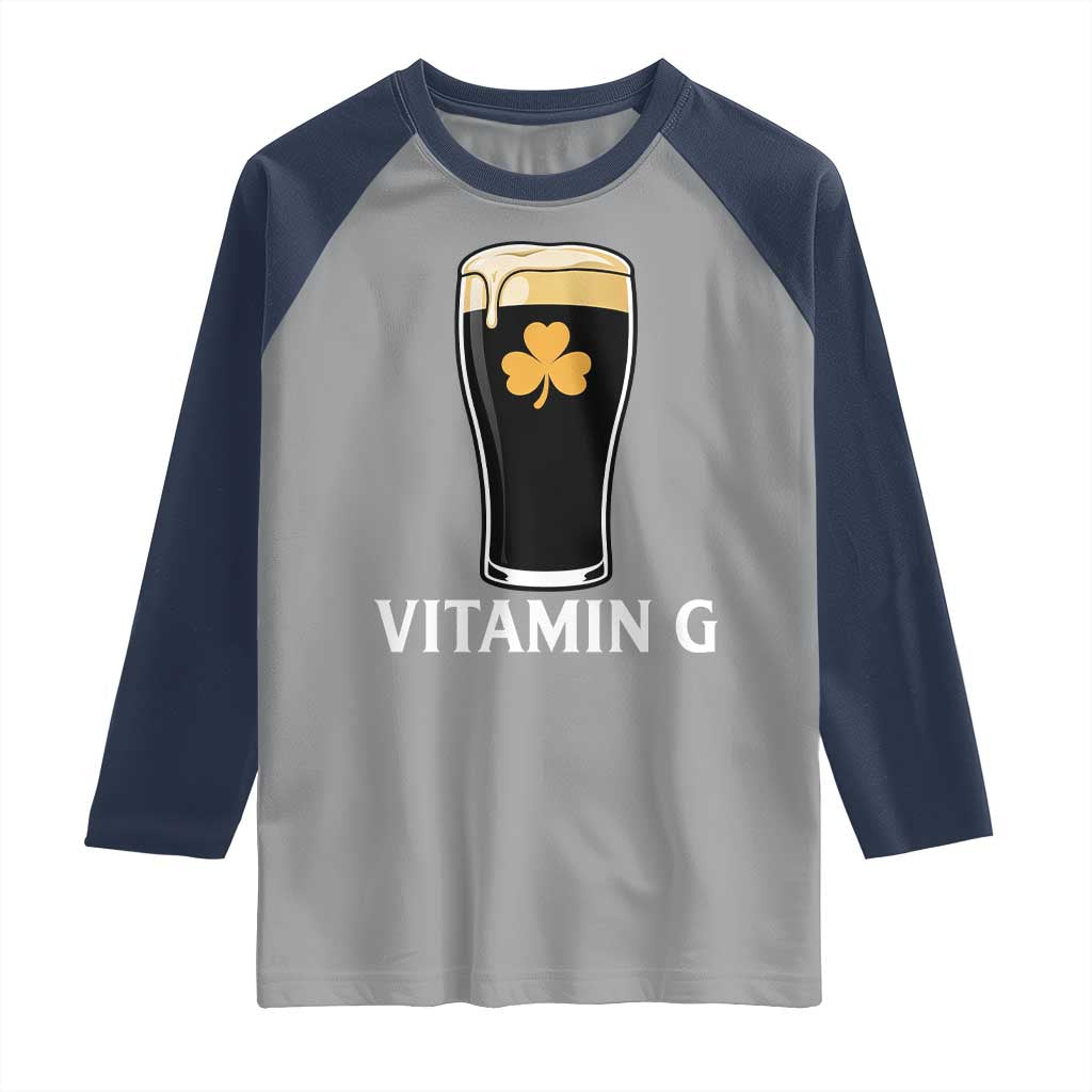 Vitamin G Funny Irish Stout Beer Raglan Shirt St. Patrick’s Day Drinking Humor
