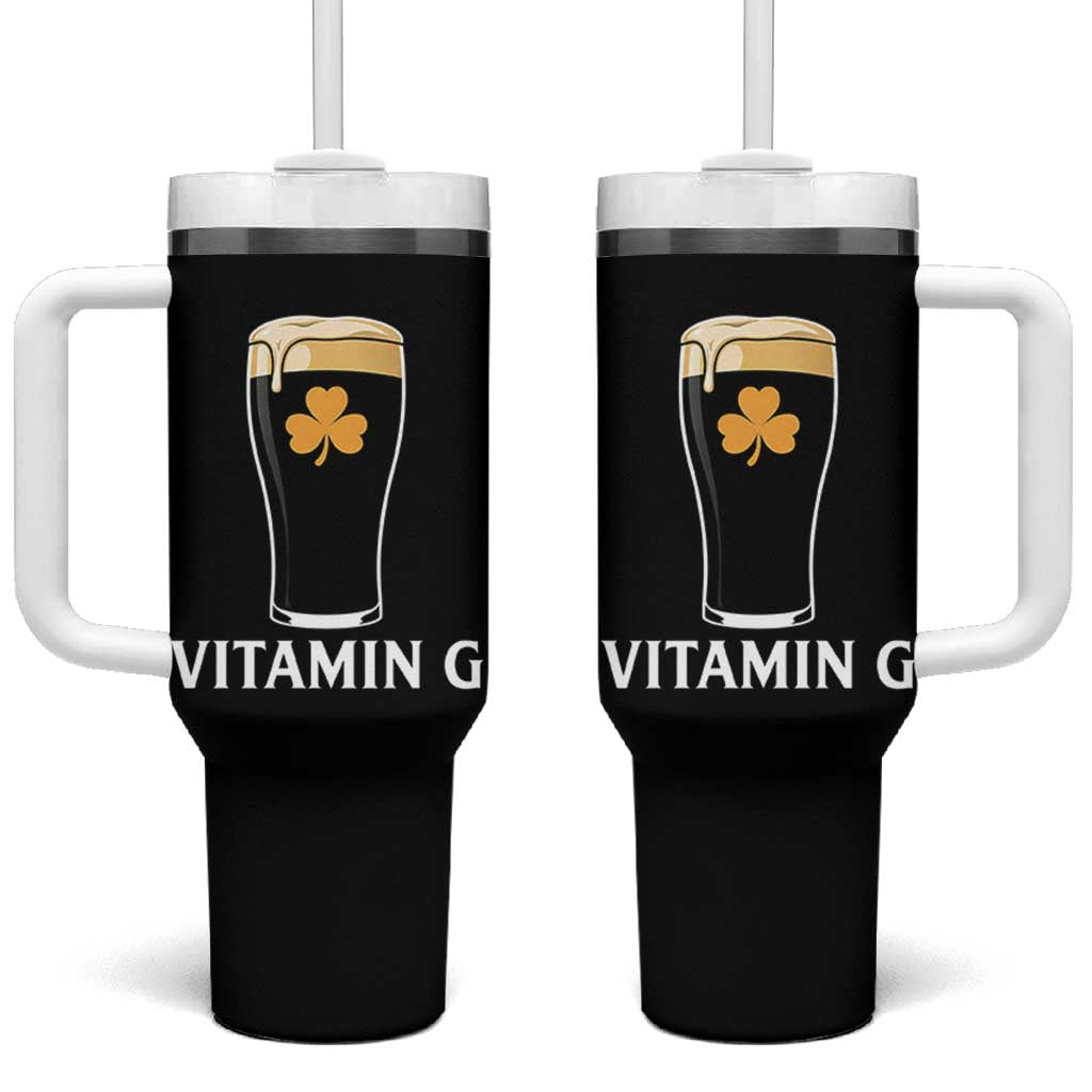Vitamin G Funny Irish Stout Beer Tumbler With Handle St. Patrick’s Day Drinking Humor