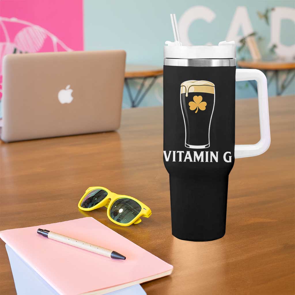 Vitamin G Funny Irish Stout Beer Tumbler With Handle St. Patrick’s Day Drinking Humor