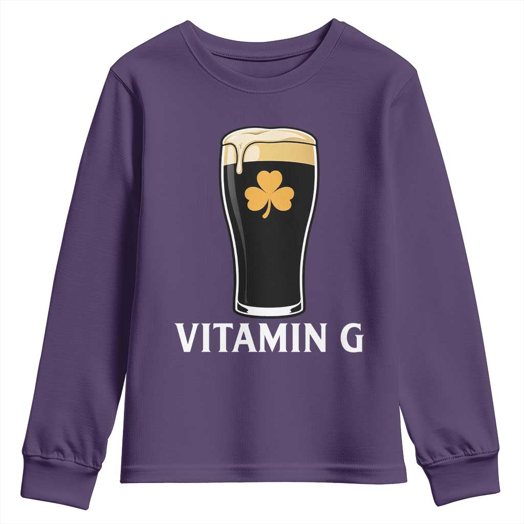 Vitamin G Funny Irish Stout Beer Youth Sweatshirt St. Patrick’s Day Drinking Humor