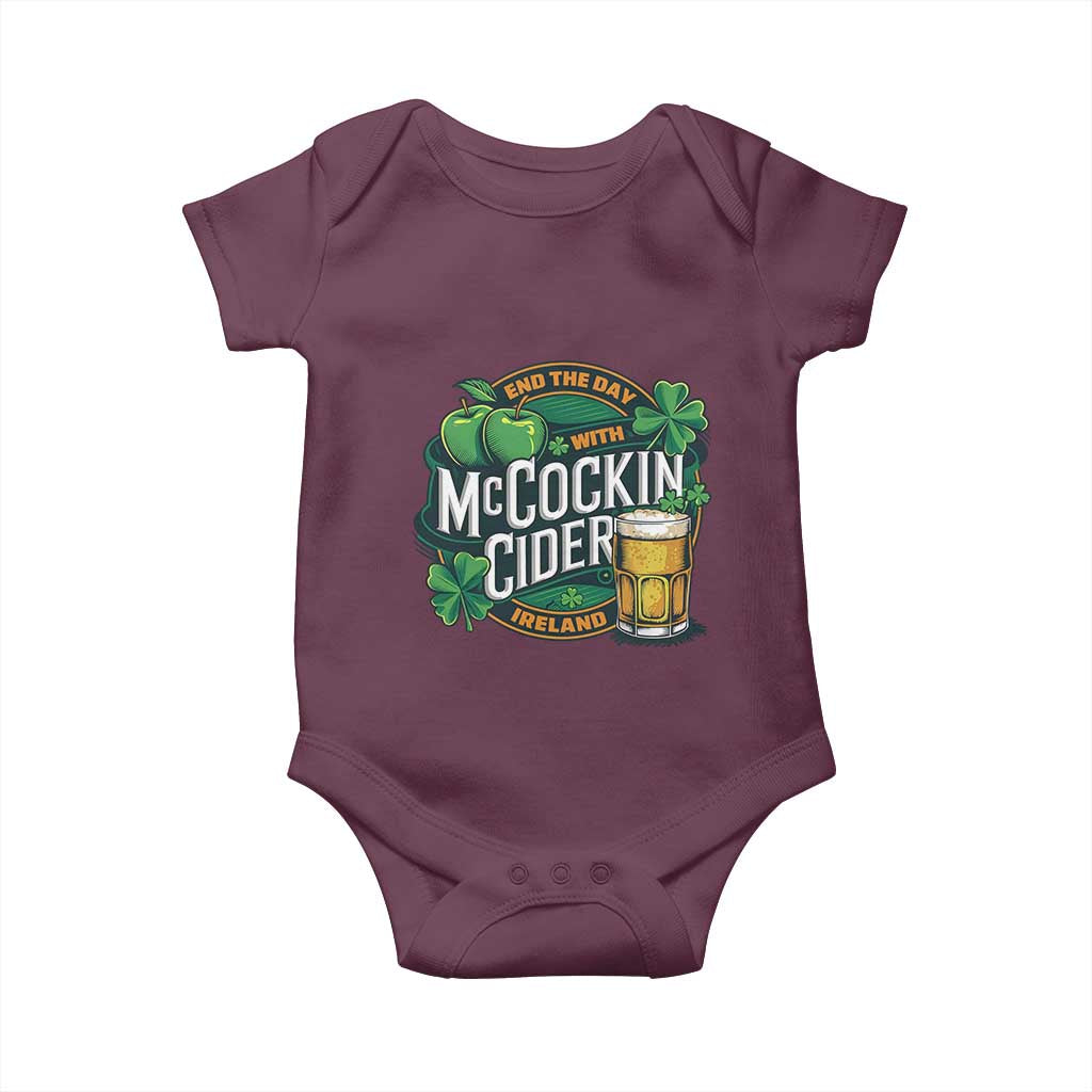 End the Day with McCockin Cider Baby Onesie Funny Irish Drinking Apple Cider St Patricks Day Adult Humor