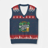 End the Day with McCockin Cider V-Neck Knit Sweater Vest Funny Irish Drinking Apple Cider St Patricks Day Adult Humor