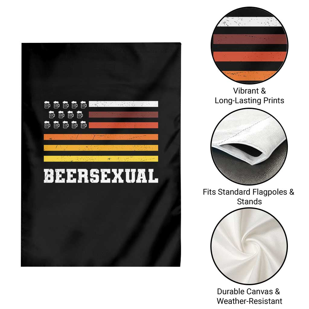 Beersexual Funny Beer Lover Graphic Garden Flag Vintage American Flag Parody