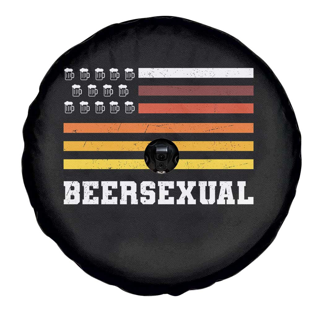 Beersexual Funny Beer Lover Graphic Spare Tire Cover Vintage American Flag Parody