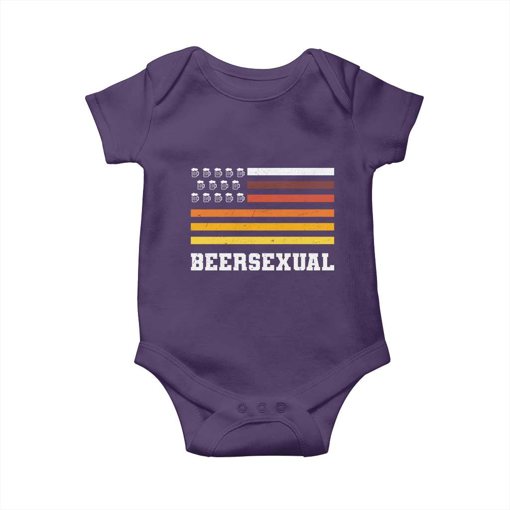 Beersexual Funny Beer Lover Graphic Baby Onesie Vintage American Flag Parody