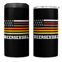 Beersexual Funny Beer Lover Graphic 4 in 1 Can Cooler Tumbler Vintage American Flag Parody