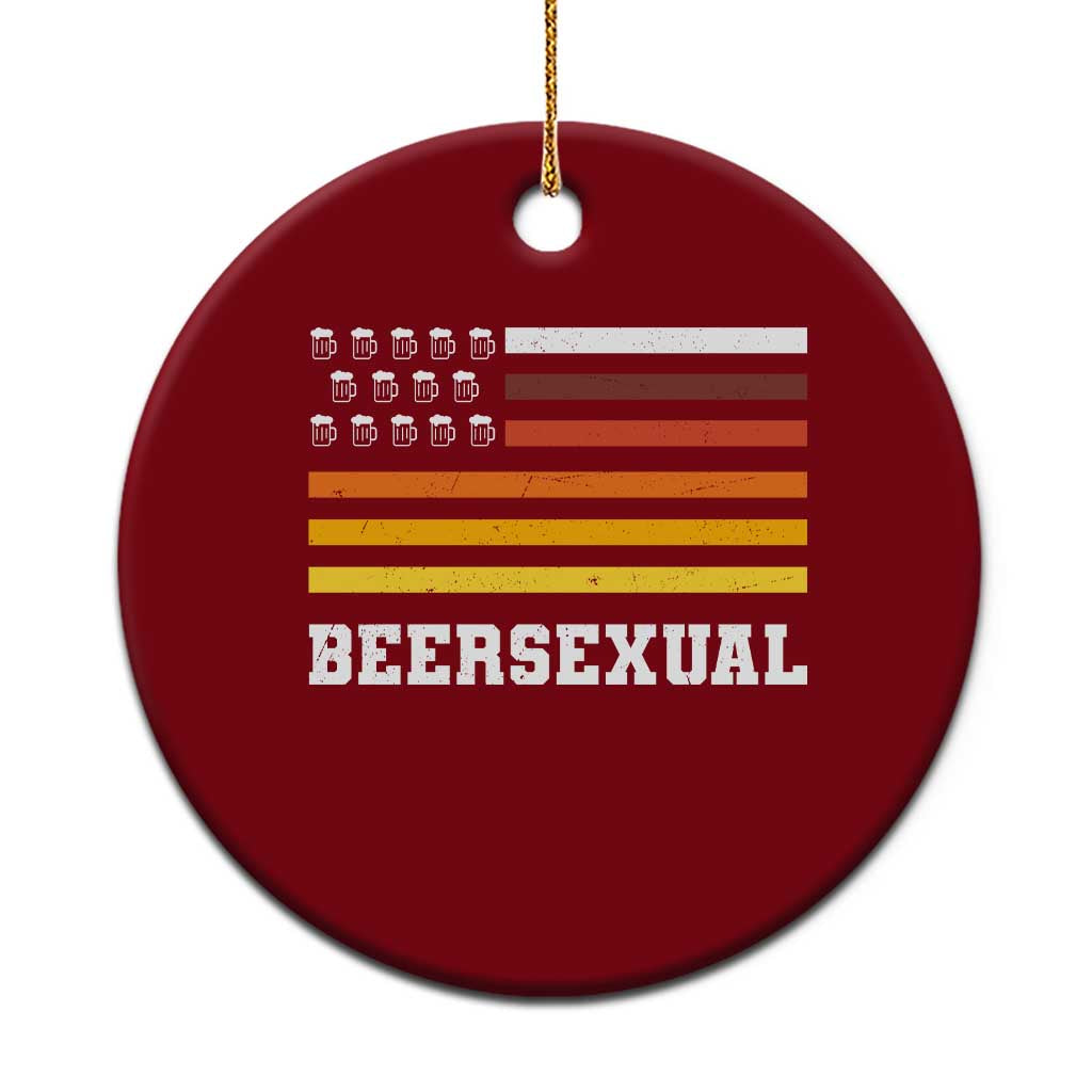 Beersexual Funny Beer Lover Graphic Ceramic Ornament Vintage American Flag Parody