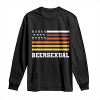 Beersexual Funny Beer Lover Graphic Long Sleeve Shirt Vintage American Flag Parody