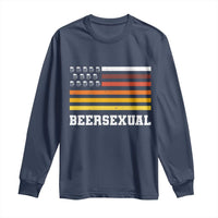 Beersexual Funny Beer Lover Graphic Long Sleeve Shirt Vintage American Flag Parody