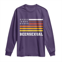 Beersexual Funny Beer Lover Graphic Long Sleeve Shirt Vintage American Flag Parody