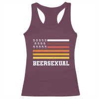 Beersexual Funny Beer Lover Graphic Racerback Tank Top Vintage American Flag Parody