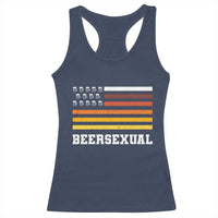 Beersexual Funny Beer Lover Graphic Racerback Tank Top Vintage American Flag Parody