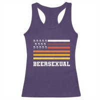 Beersexual Funny Beer Lover Graphic Racerback Tank Top Vintage American Flag Parody