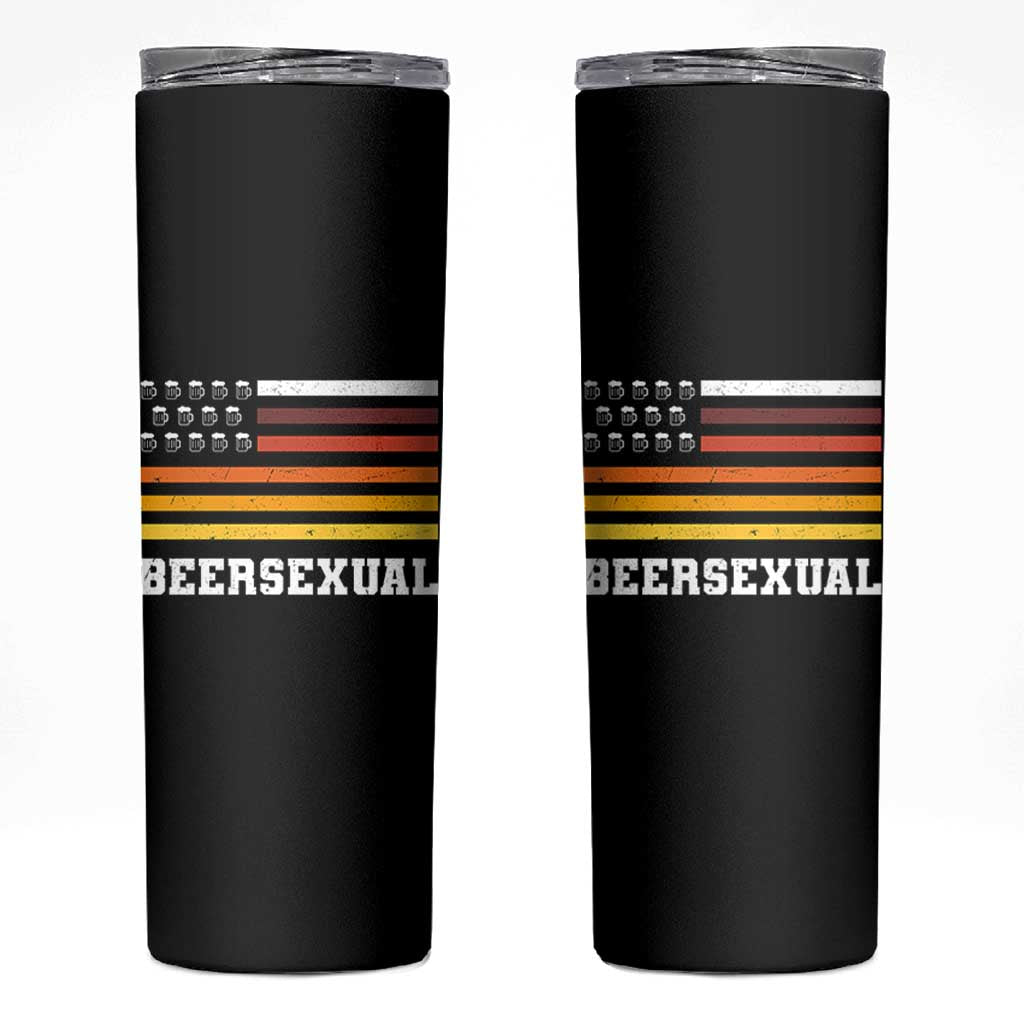 Beersexual Funny Beer Lover Graphic Skinny Tumbler Vintage American Flag Parody
