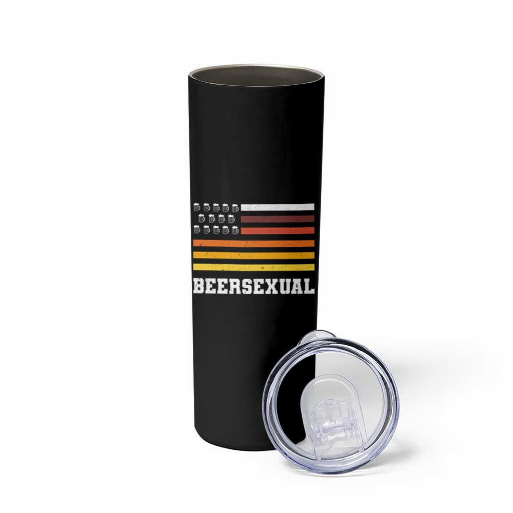 Beersexual Funny Beer Lover Graphic Skinny Tumbler Vintage American Flag Parody