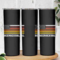 Beersexual Funny Beer Lover Graphic Skinny Tumbler Vintage American Flag Parody