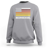 Beersexual Funny Beer Lover Graphic Sweatshirt Vintage American Flag Parody