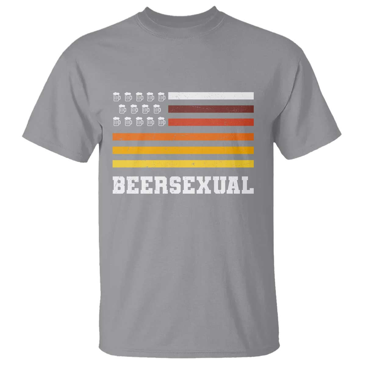 Beersexual Funny Beer Lover Graphic T Shirt Vintage American Flag Parody