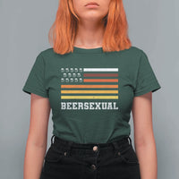 Beersexual Funny Beer Lover Graphic T Shirt For Women Vintage American Flag Parody