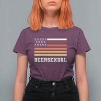 Beersexual Funny Beer Lover Graphic T Shirt For Women Vintage American Flag Parody