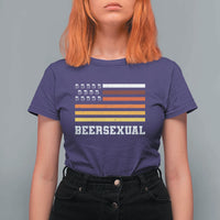 Beersexual Funny Beer Lover Graphic T Shirt For Women Vintage American Flag Parody