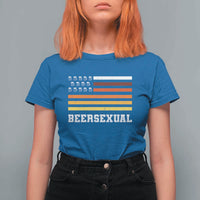 Beersexual Funny Beer Lover Graphic T Shirt For Women Vintage American Flag Parody