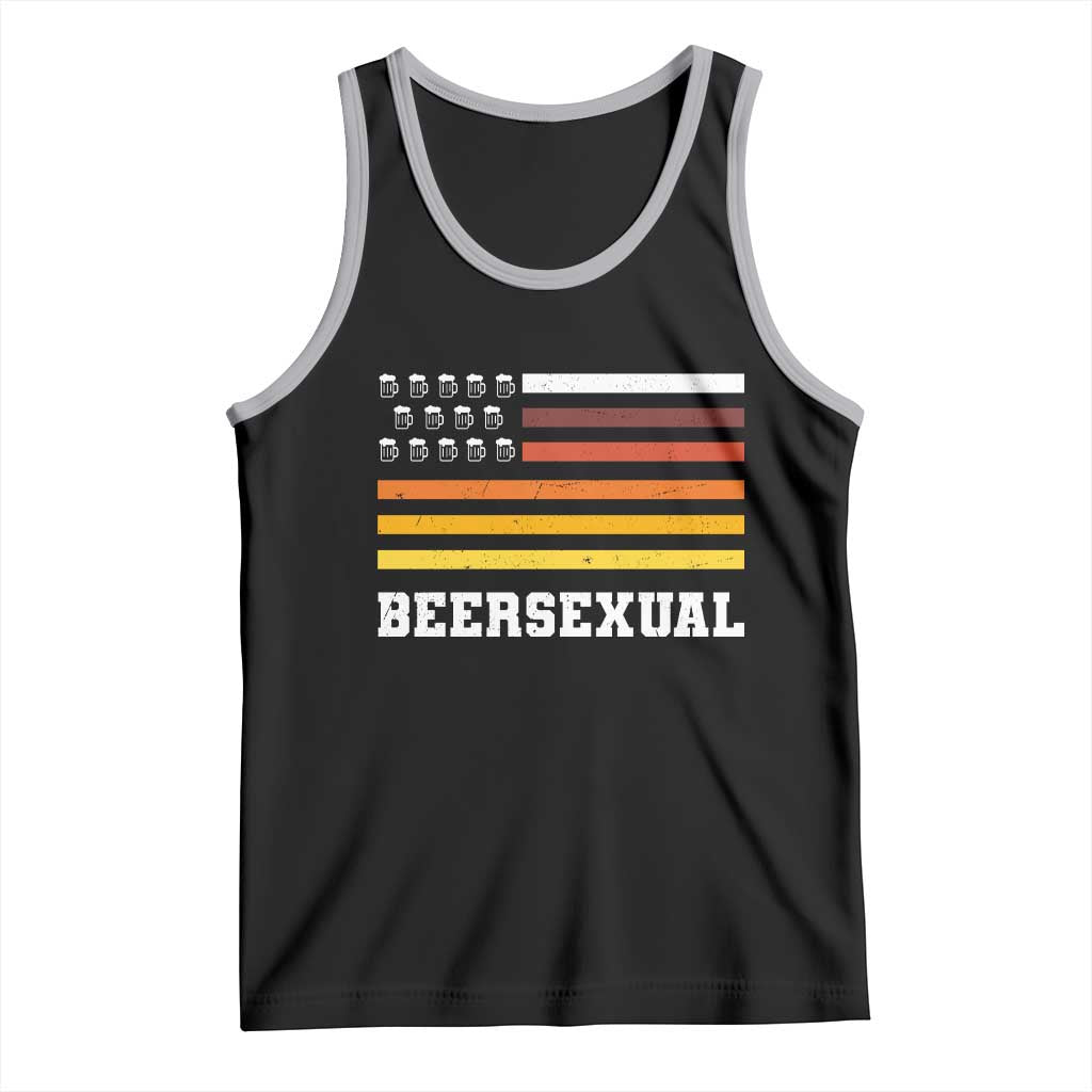 Beersexual Funny Beer Lover Graphic Tank Top Vintage American Flag Parody