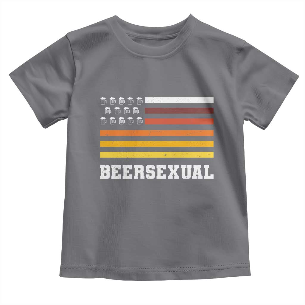 Beersexual Funny Beer Lover Graphic Toddler T Shirt Vintage American Flag Parody