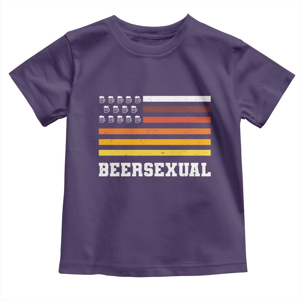 Beersexual Funny Beer Lover Graphic Toddler T Shirt Vintage American Flag Parody