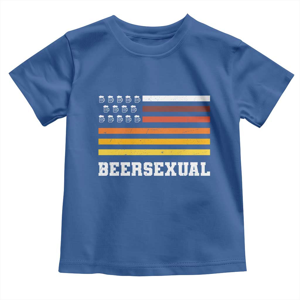Beersexual Funny Beer Lover Graphic Toddler T Shirt Vintage American Flag Parody