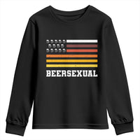Beersexual Funny Beer Lover Graphic Youth Sweatshirt Vintage American Flag Parody