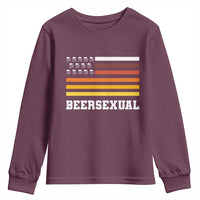 Beersexual Funny Beer Lover Graphic Youth Sweatshirt Vintage American Flag Parody