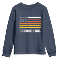 Beersexual Funny Beer Lover Graphic Youth Sweatshirt Vintage American Flag Parody