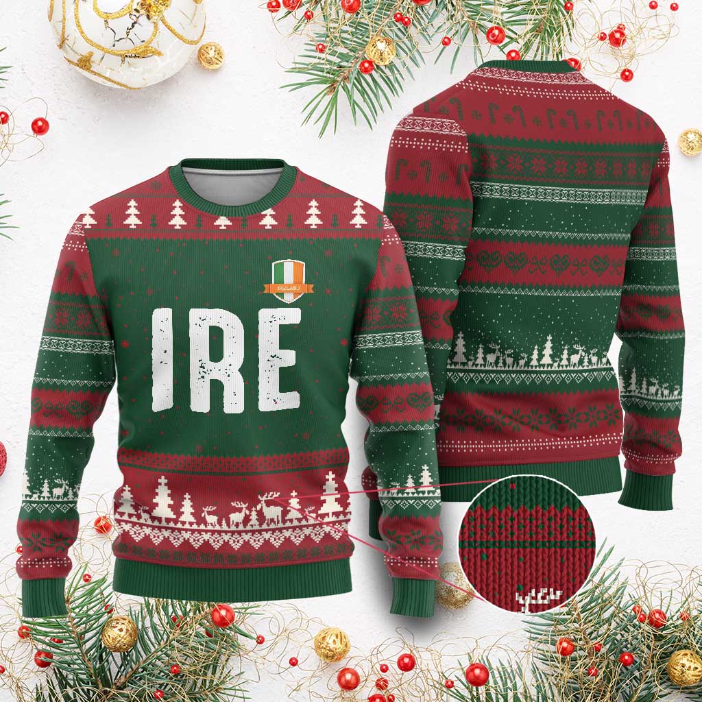 IRE Ireland Matching Group Ugly Christmas Sweater Irish Pride St Patricks Day Family or Friends