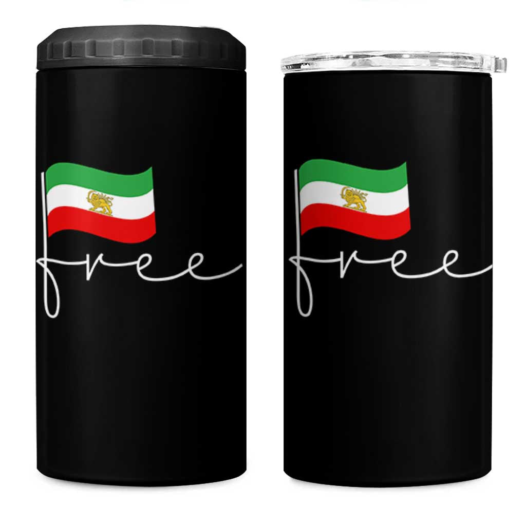 Free Iran Persian Flag 4 in 1 Can Cooler Tumbler Iranian Freedom Supporters Revolution