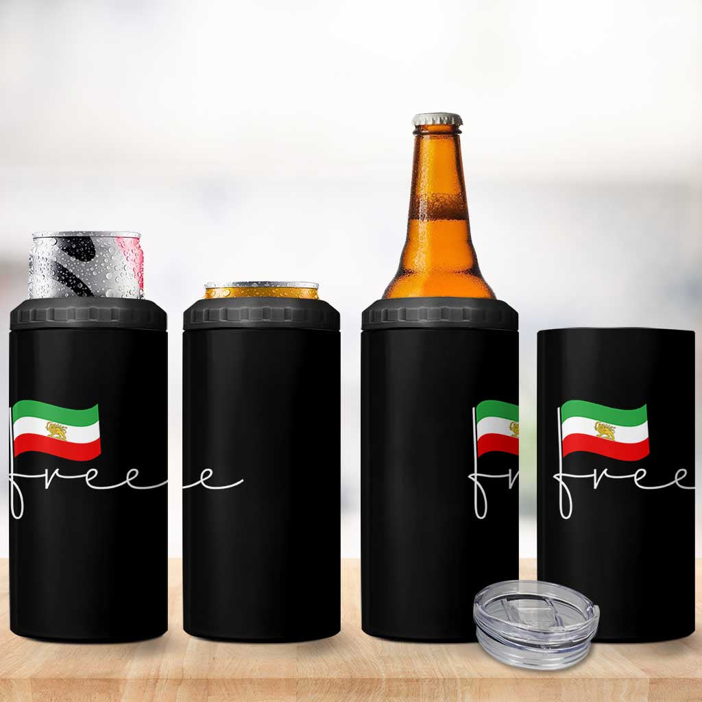 Free Iran Persian Flag 4 in 1 Can Cooler Tumbler Iranian Freedom Supporters Revolution