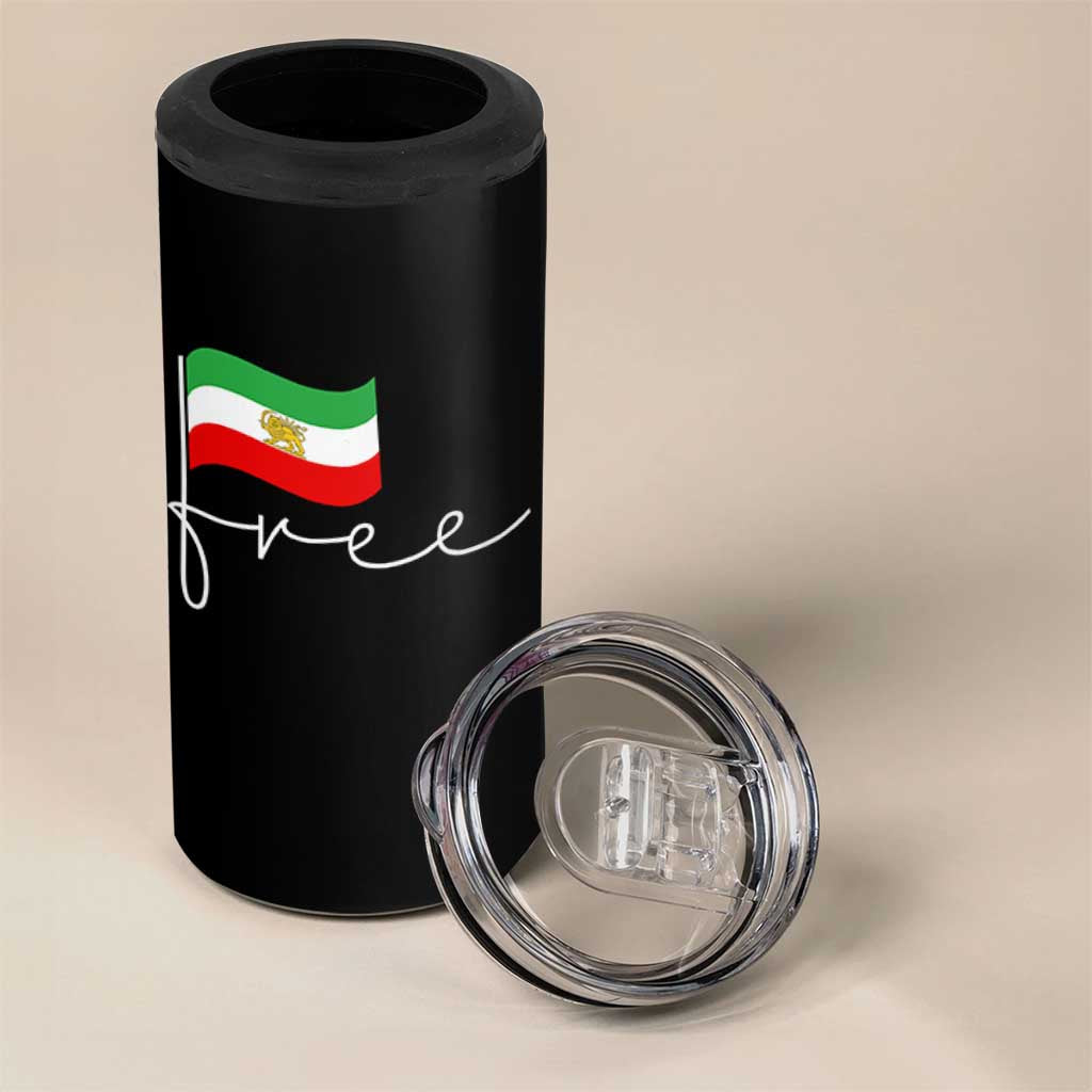 Free Iran Persian Flag 4 in 1 Can Cooler Tumbler Iranian Freedom Supporters Revolution
