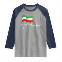 Free Iran Persian Flag Raglan Shirt Iranian Freedom Supporters Revolution