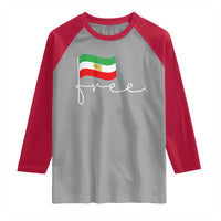Free Iran Persian Flag Raglan Shirt Iranian Freedom Supporters Revolution