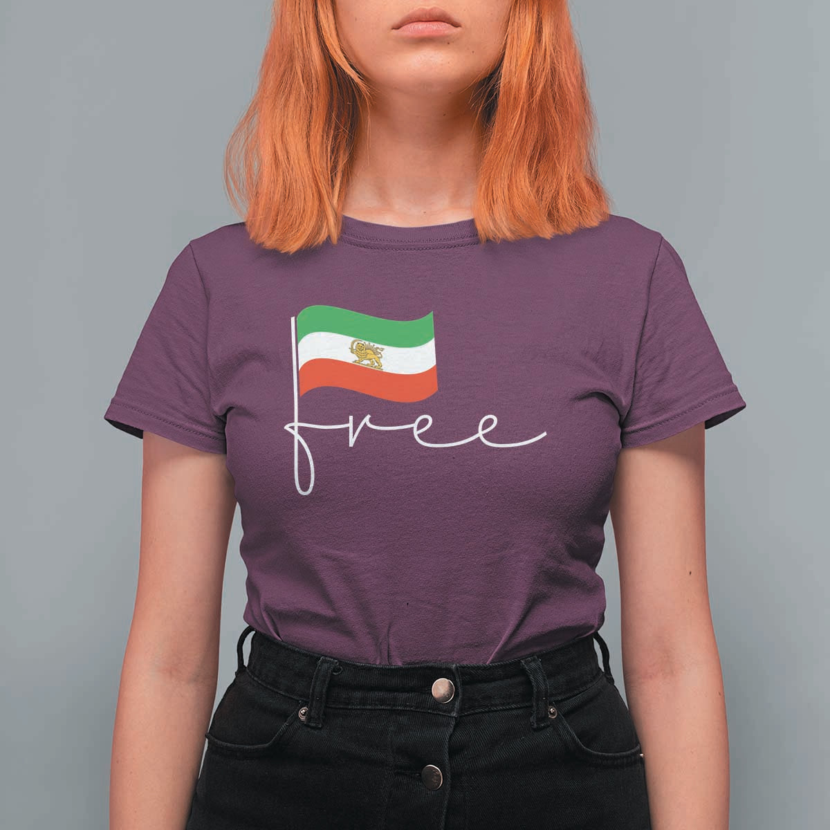 Free Iran Persian Flag T Shirt For Women Iranian Freedom Supporters Revolution